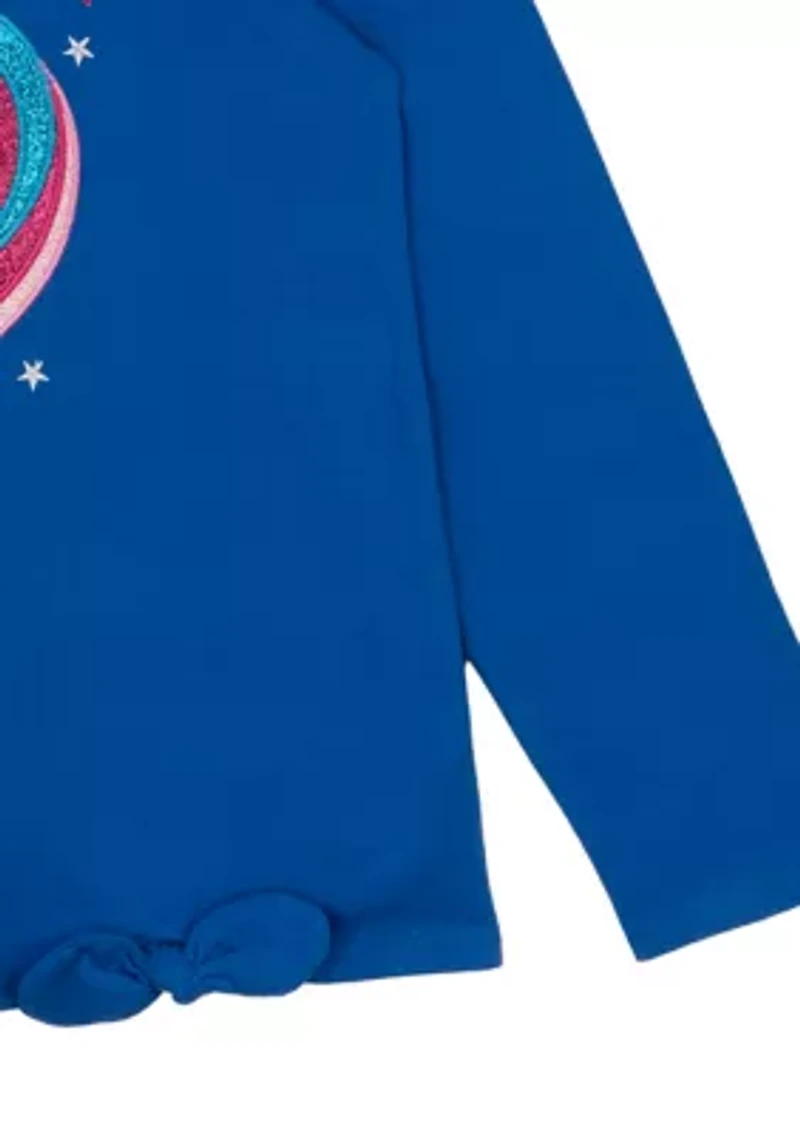 Girls 7-16 Santa Unicorn Appliqué Top