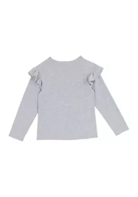 Girls 7-16 Gray Santa Top