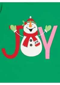 Girls 7-16 Long Sleeve Snowman Joy Graphic T-Shirt with Side Ruffle