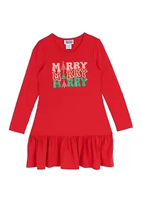 Girls 7-16 Long Sleeve Merry Dress