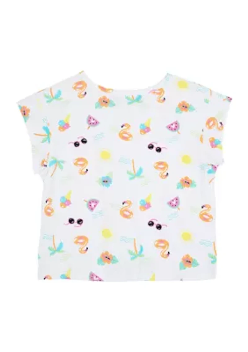 Girls 7-16 Short Cap Sleeve Printed Top