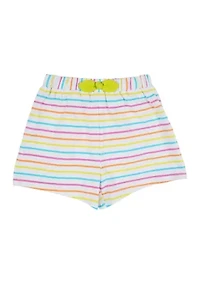 Girls 7-16 Striped Knit Ruffle Shorts with Bow