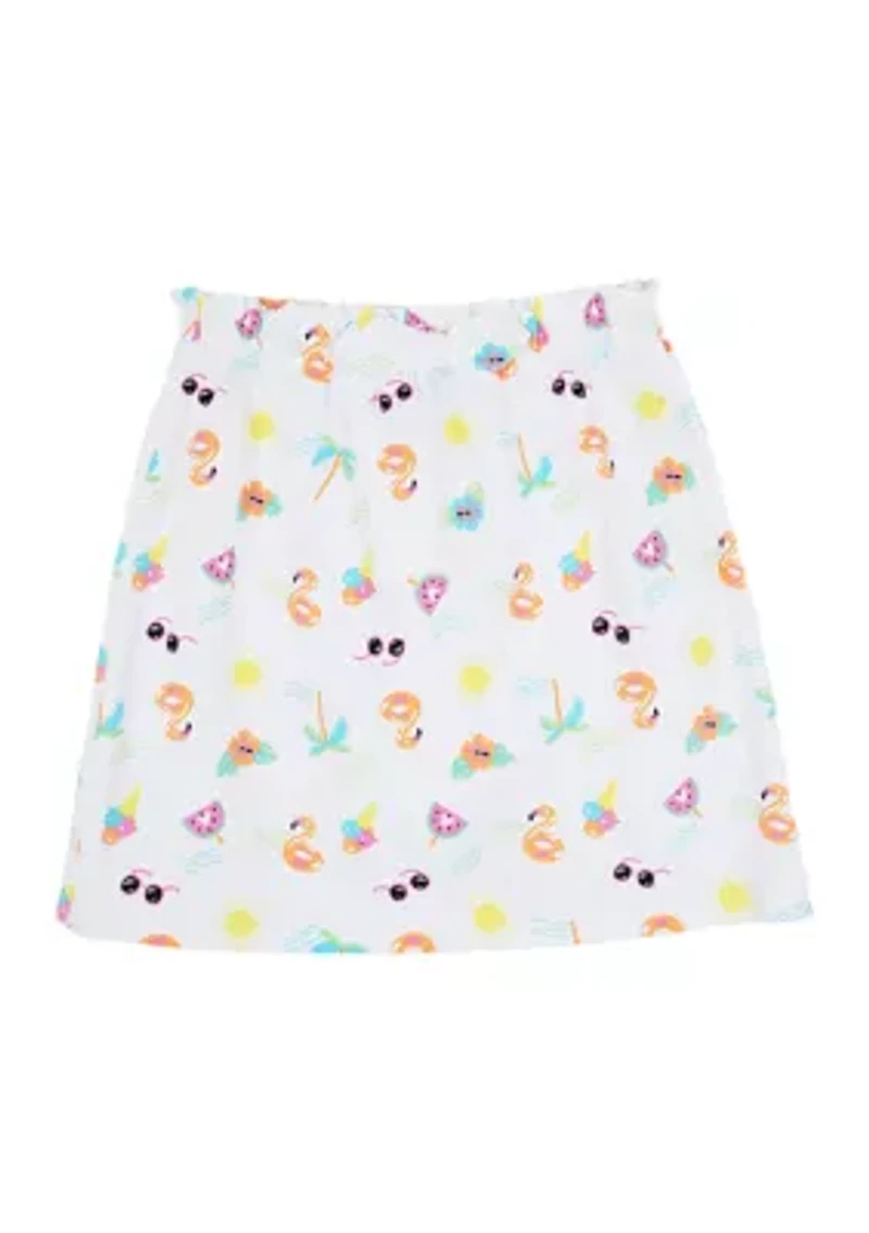 Girls 7-16 Printed Pull On Knit Skirt with Bow