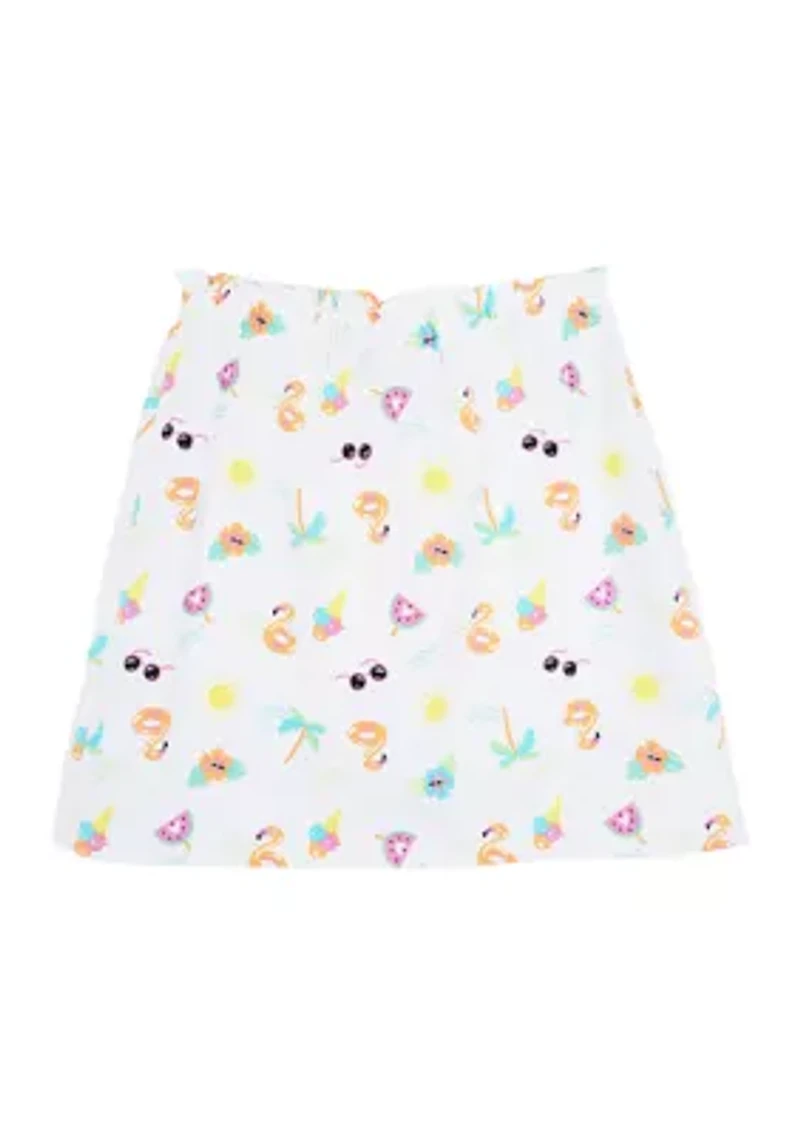 Girls 7-16 Printed Pull On Knit Skirt with Bow