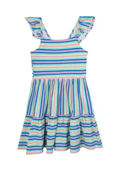 Girls 7-16 Flutter Sleeve Striped Dress