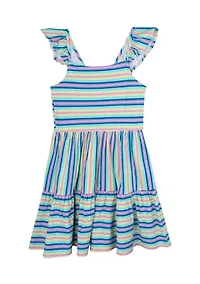 Girls 7-16 Flutter Sleeve Striped Dress