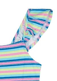 Girls 7-16 Flutter Sleeve Striped Dress