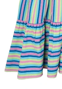 Girls 7-16 Flutter Sleeve Striped Dress