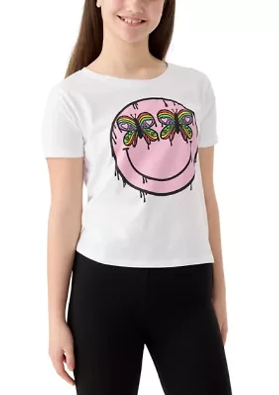 Girls 7-16 Butterfly Smiley Face Graphic T-Shirt
