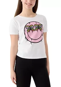 Girls 7-16 Butterfly Smiley Face Graphic T-Shirt