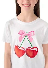 Girls 7-16 Cherry Bow Graphic T-Shirt