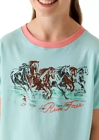 Girls 7-16 Horse Run Free Graphic T-Shirt