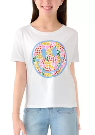 Girls 7-16 Bright Ditsy Smiley T-Shirt