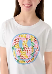 Girls 7-16 Bright Ditsy Smiley T-Shirt