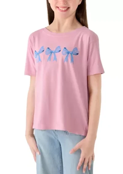 Girls 7-16 Three Bow Graphic Shirt