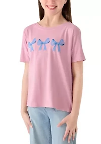 Girls 7-16 Three Bow Graphic Shirt