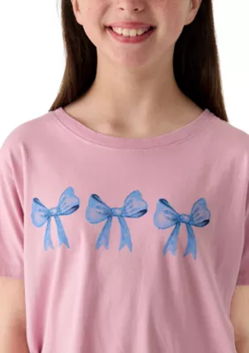 Girls 7-16 Three Bow Graphic Shirt