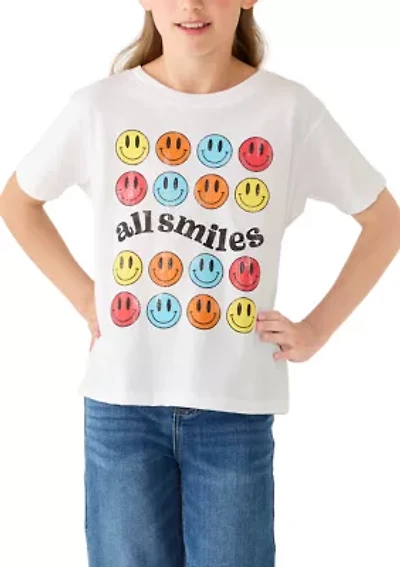 Girls 7-16 All Smiles Repeat Graphic T-Shirt