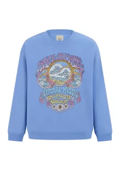 Girls 7-16 Natural Mystic Graphic Crew Sweatshirt