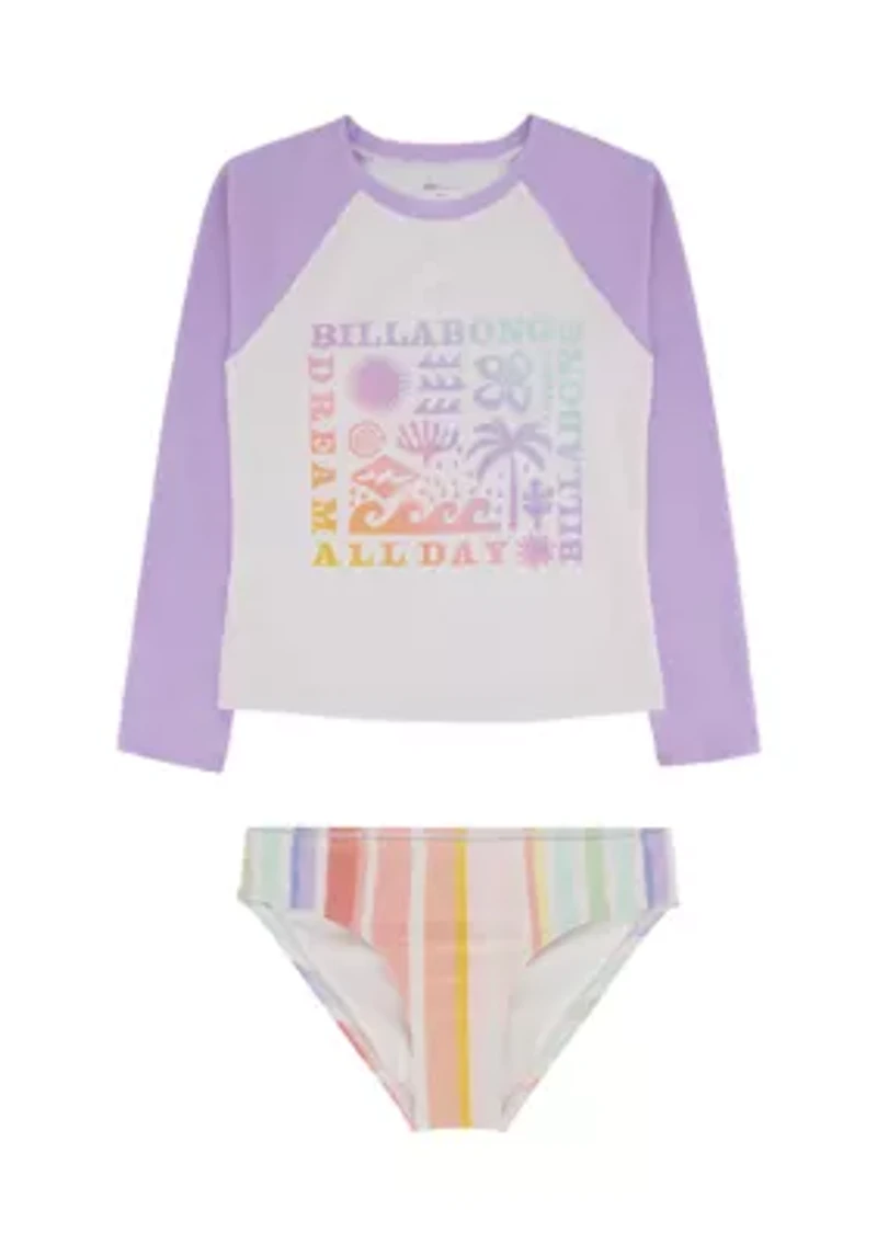 Girls 7-16 Rashguard Bikini Set