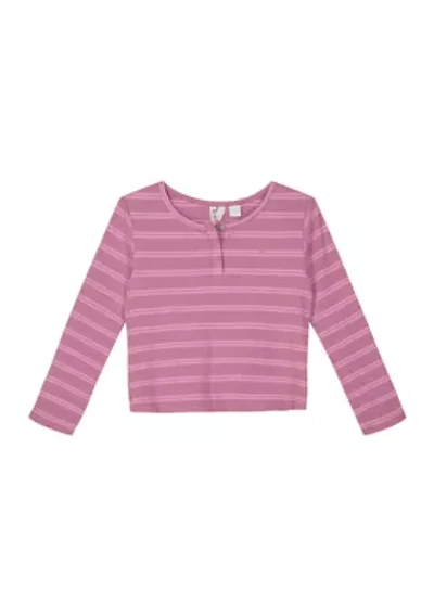 Girls 7-16 Striped Henley T-Shirt