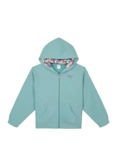 Girls 7-16 Flower Zip Front Hoodie