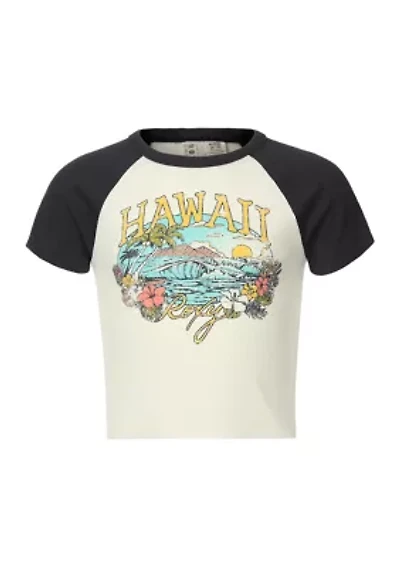 Girls 7-16 Hawaii Graphic Raglan Baby Tee