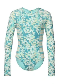 Girls 7-16 Hibiscus Rashguard Suit
