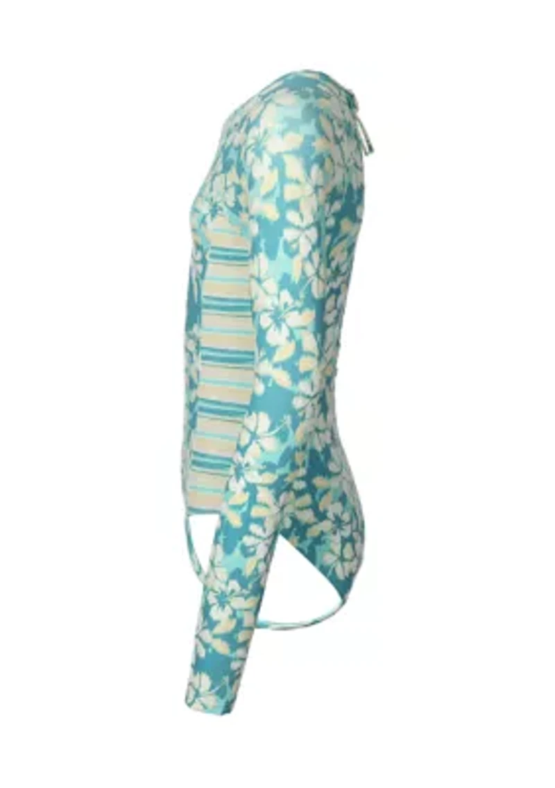 Girls 7-16 Hibiscus Rashguard Suit