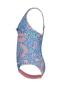 Girls 7-16 Cascias Floral One Piece with Peakaboo Detail