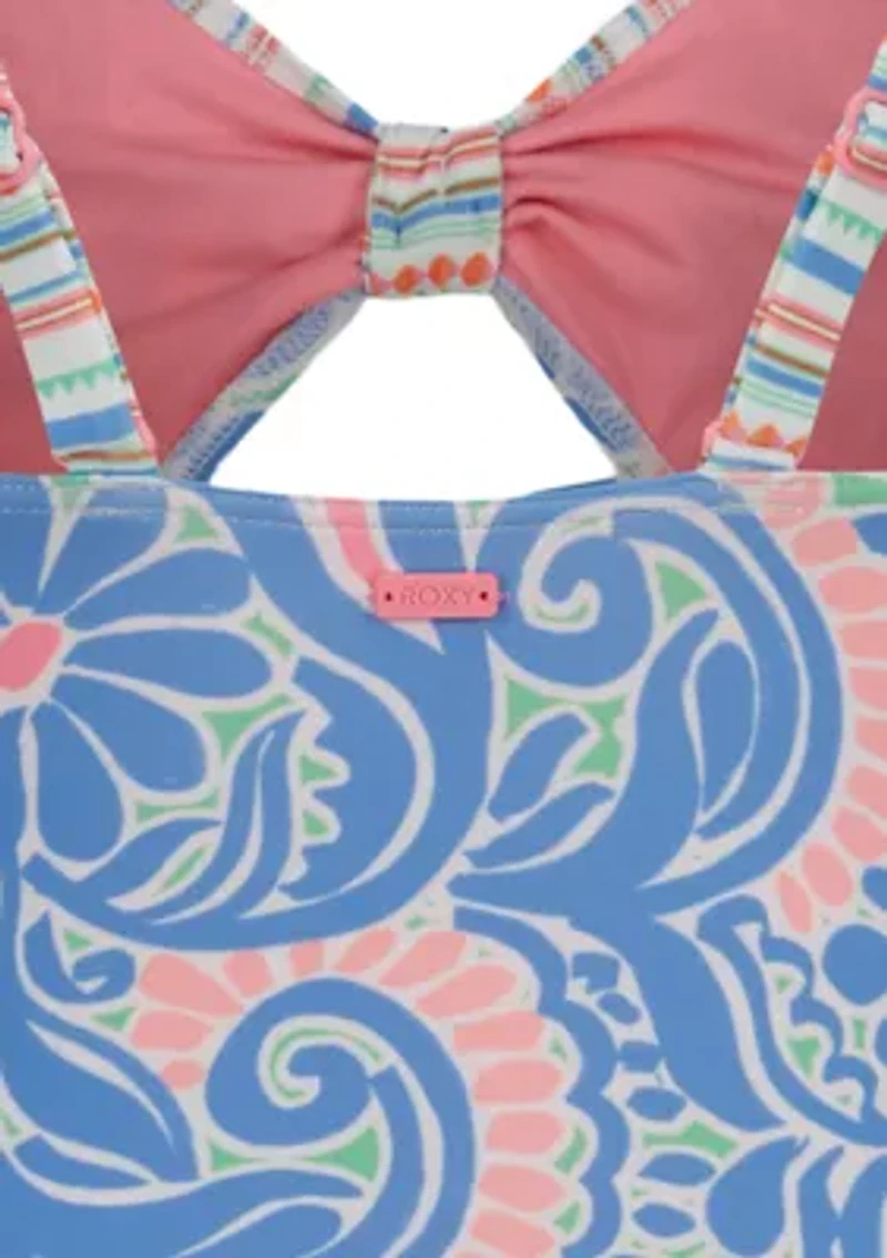 Girls 7-16 Cascias Floral One Piece with Peakaboo Detail