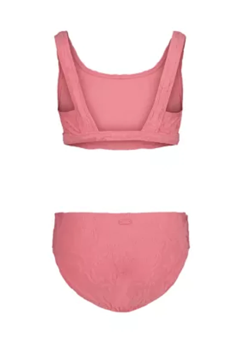 Girls 2 Piece Set Hibiscus Jacquard Swim