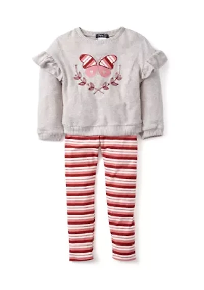 Girls 4-6x Butterfly Sweater and Printed Leggings Set
