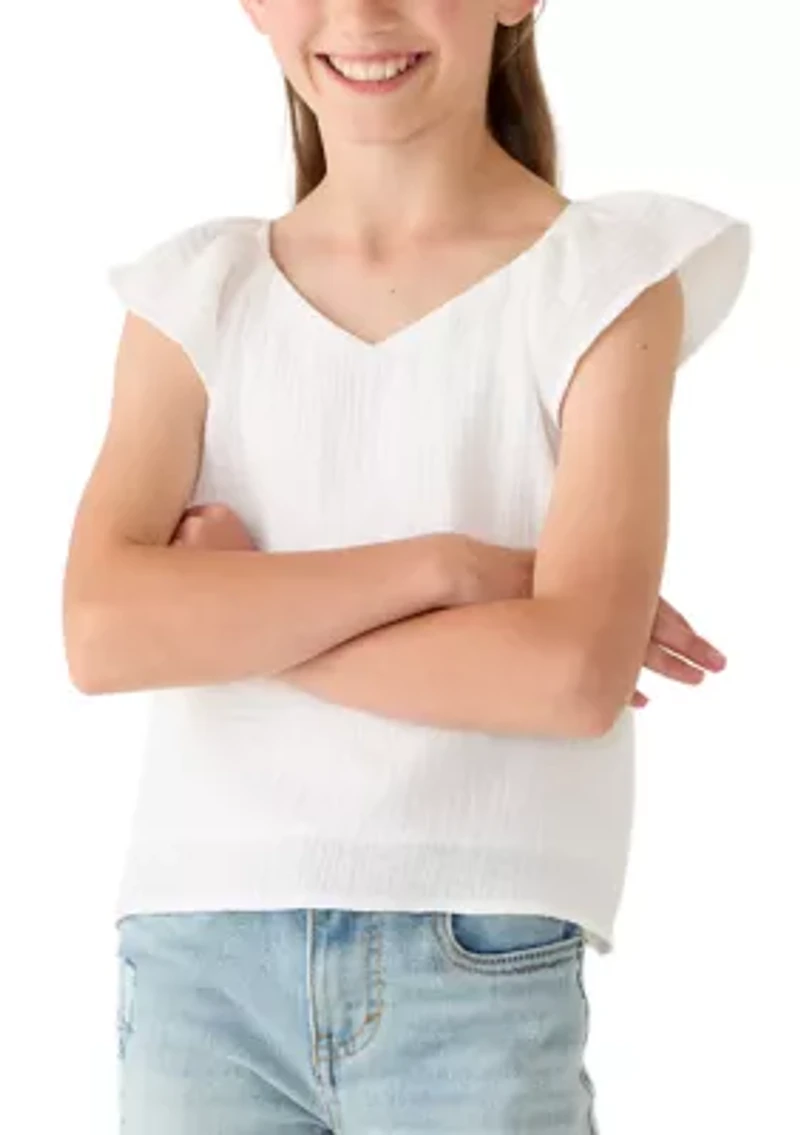 Girls 7-16 Flutter Sleeve Top
