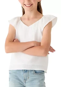 Girls 7-16 Flutter Sleeve Top