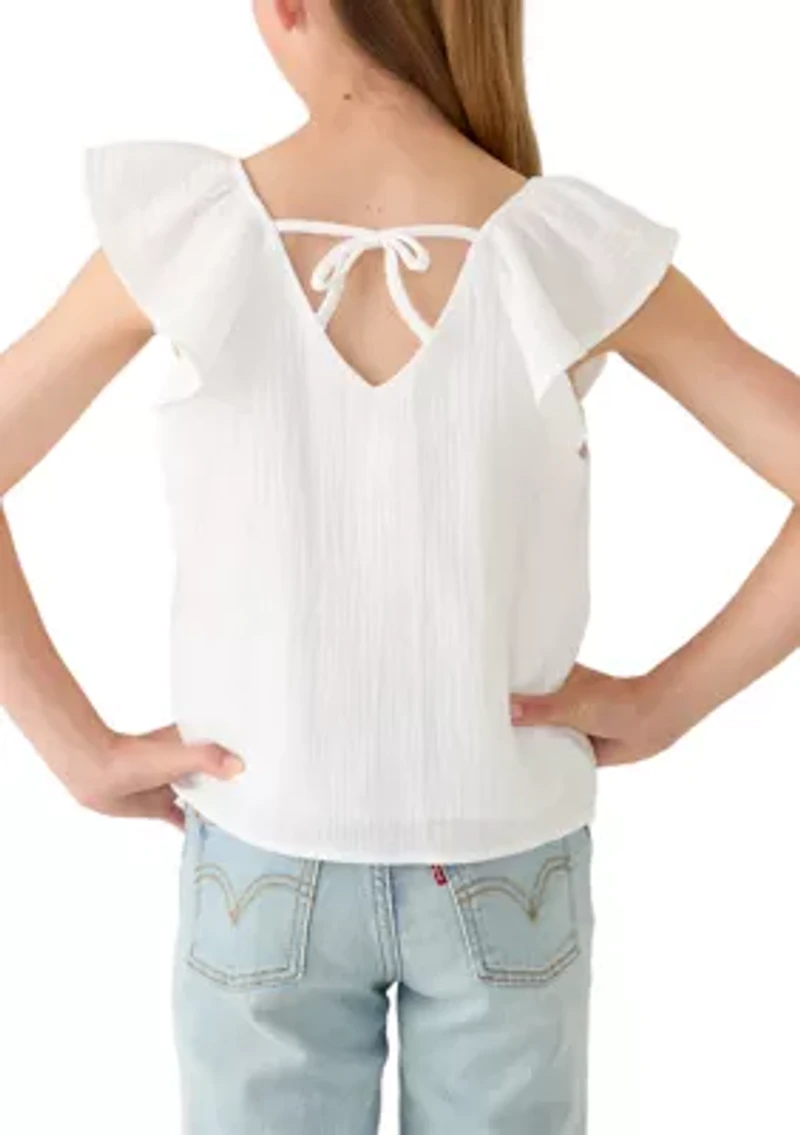 Girls 7-16 Flutter Sleeve Top