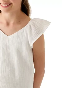 Girls 7-16 Flutter Sleeve Top