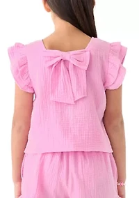 Girls 7-16 Pink Ruffle Top