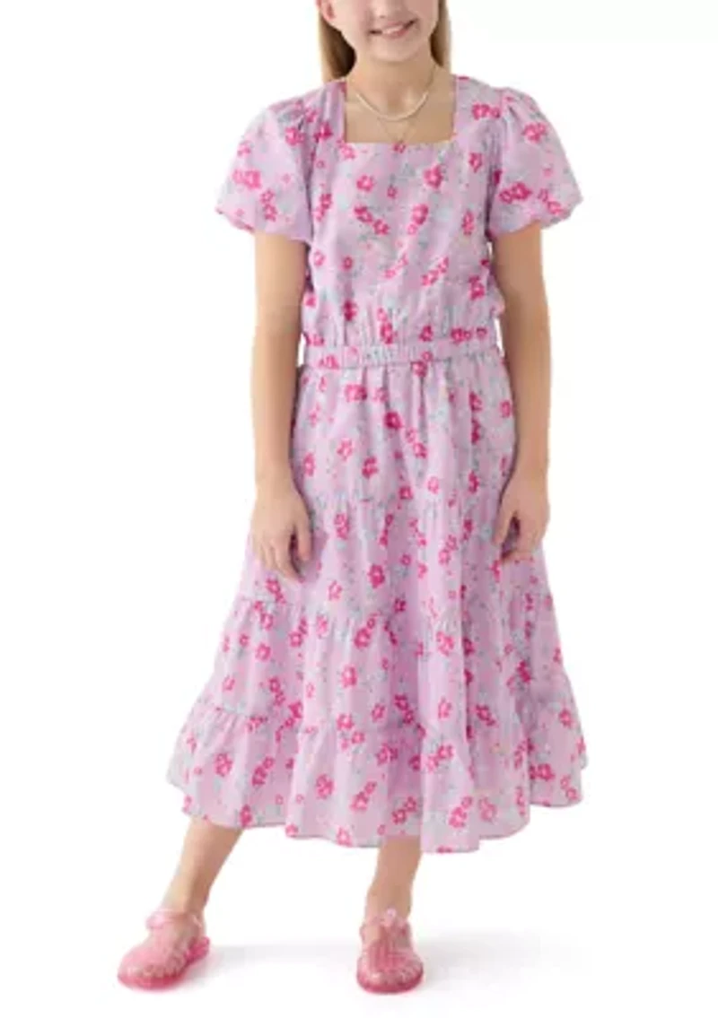 Girls 7-16 Puff Sleeve Printed Top