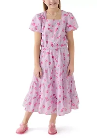 Girls 7-16 Puff Sleeve Printed Top