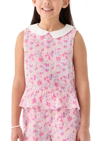 Girls 7-16 Prink Printed Collared Top