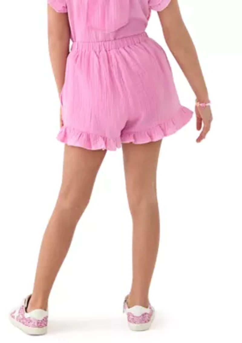 Girls 7-16 Pink Ruffle Short