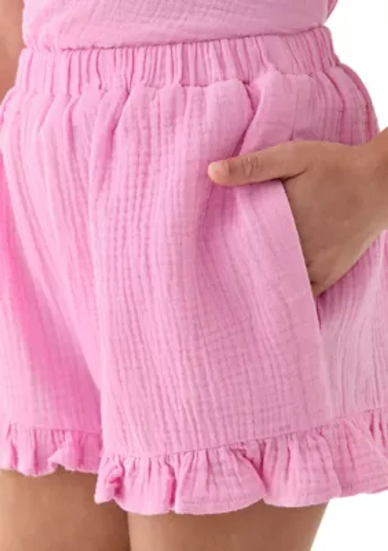Girls 7-16 Pink Ruffle Short