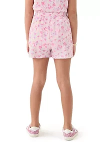 Girls 7-16 Pink Printed Shorts