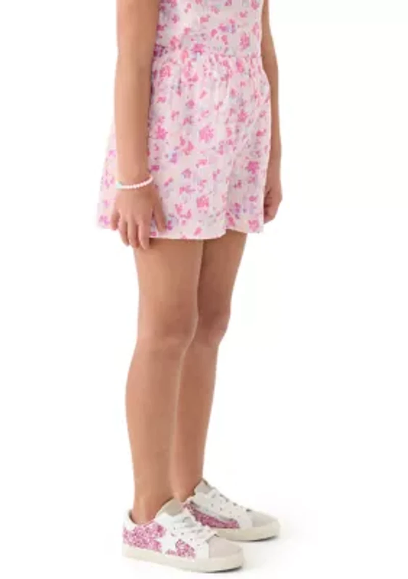 Girls 7-16 Pink Printed Shorts