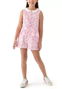 Girls 7-16 Pink Printed Shorts