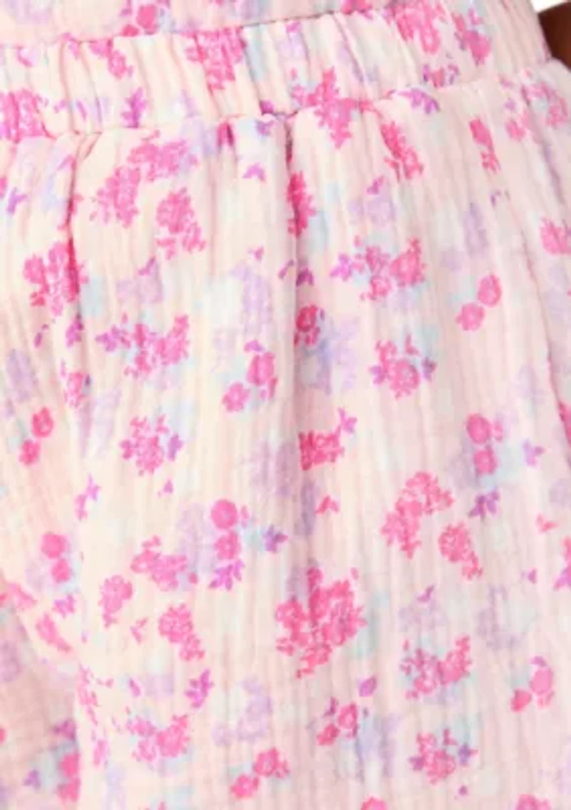 Girls 7-16 Pink Printed Shorts