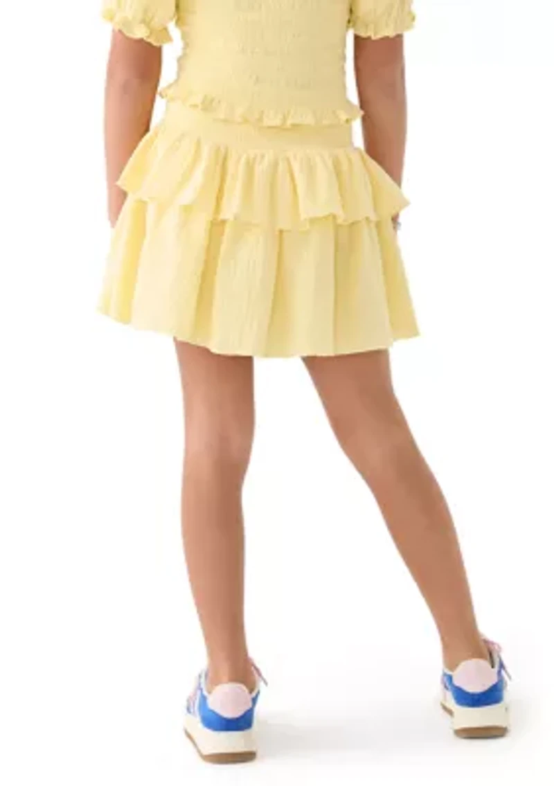 Girls 7-16 Yellow Printed Skirt