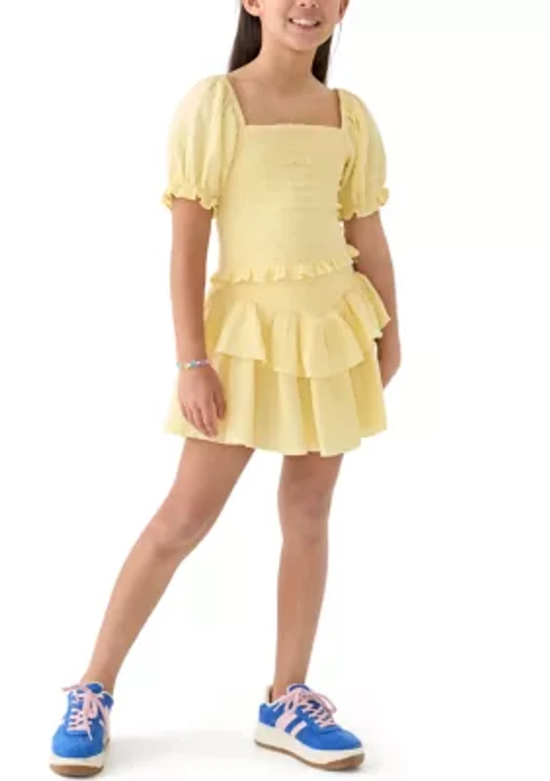 Girls 7-16 Yellow Printed Skirt