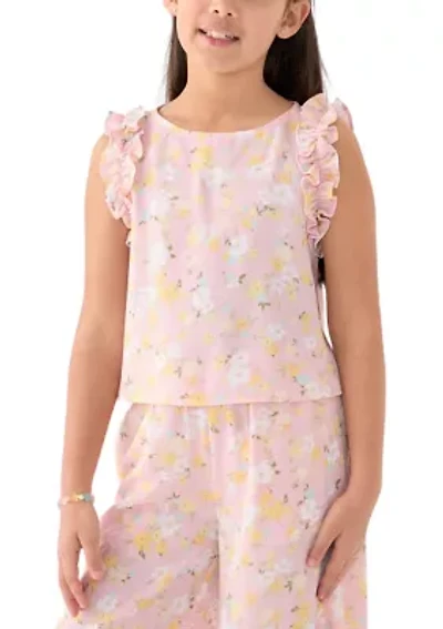 Girls 7-16 Coral Printed Top